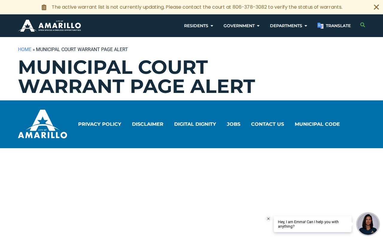 Amarillo criminal record warrant list update warning