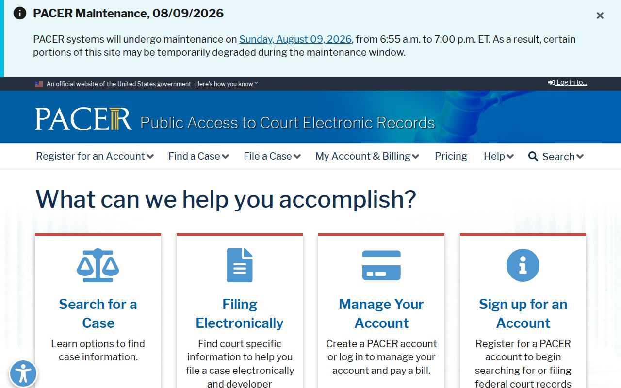 Amarillo criminal history federal court access through PACER