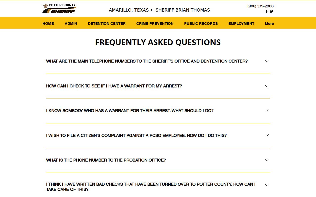 Potter County arrest history sheriff and jail frequently asked questions