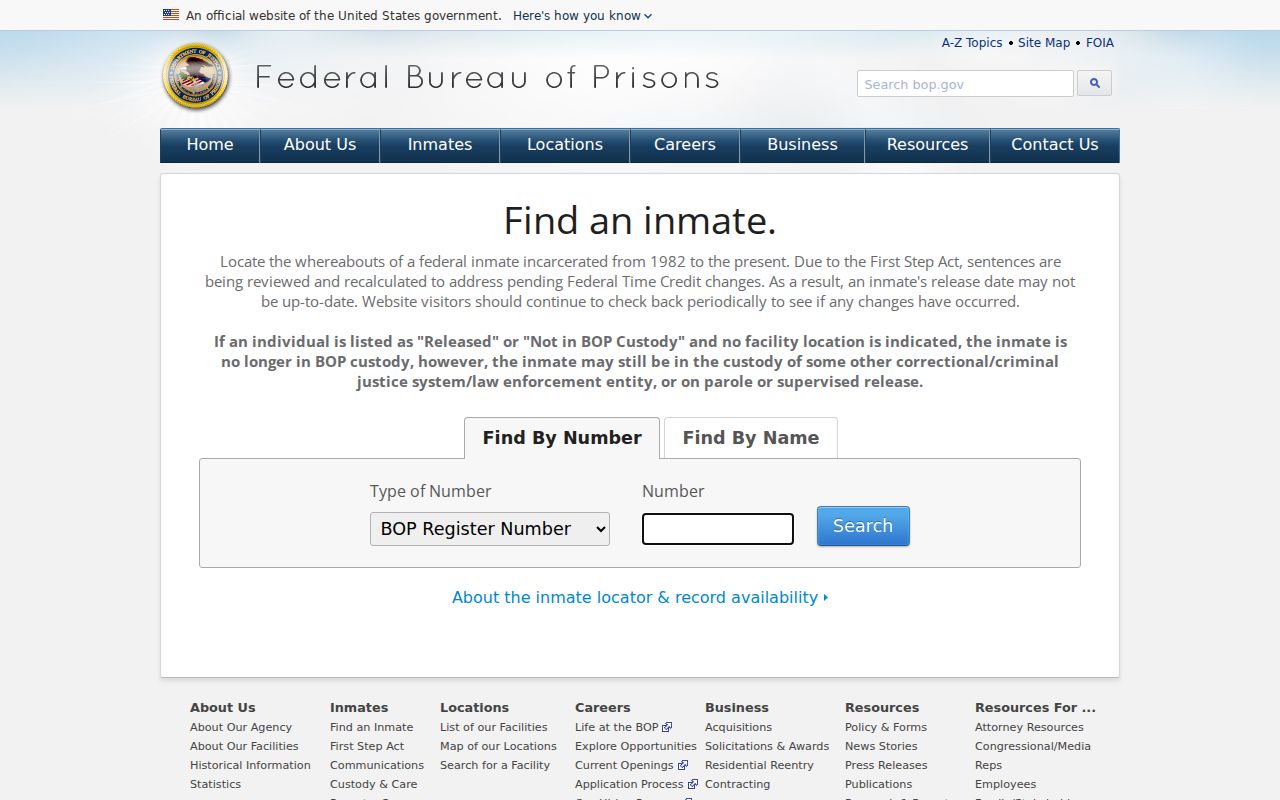 Potter County arrest history federal inmate locator