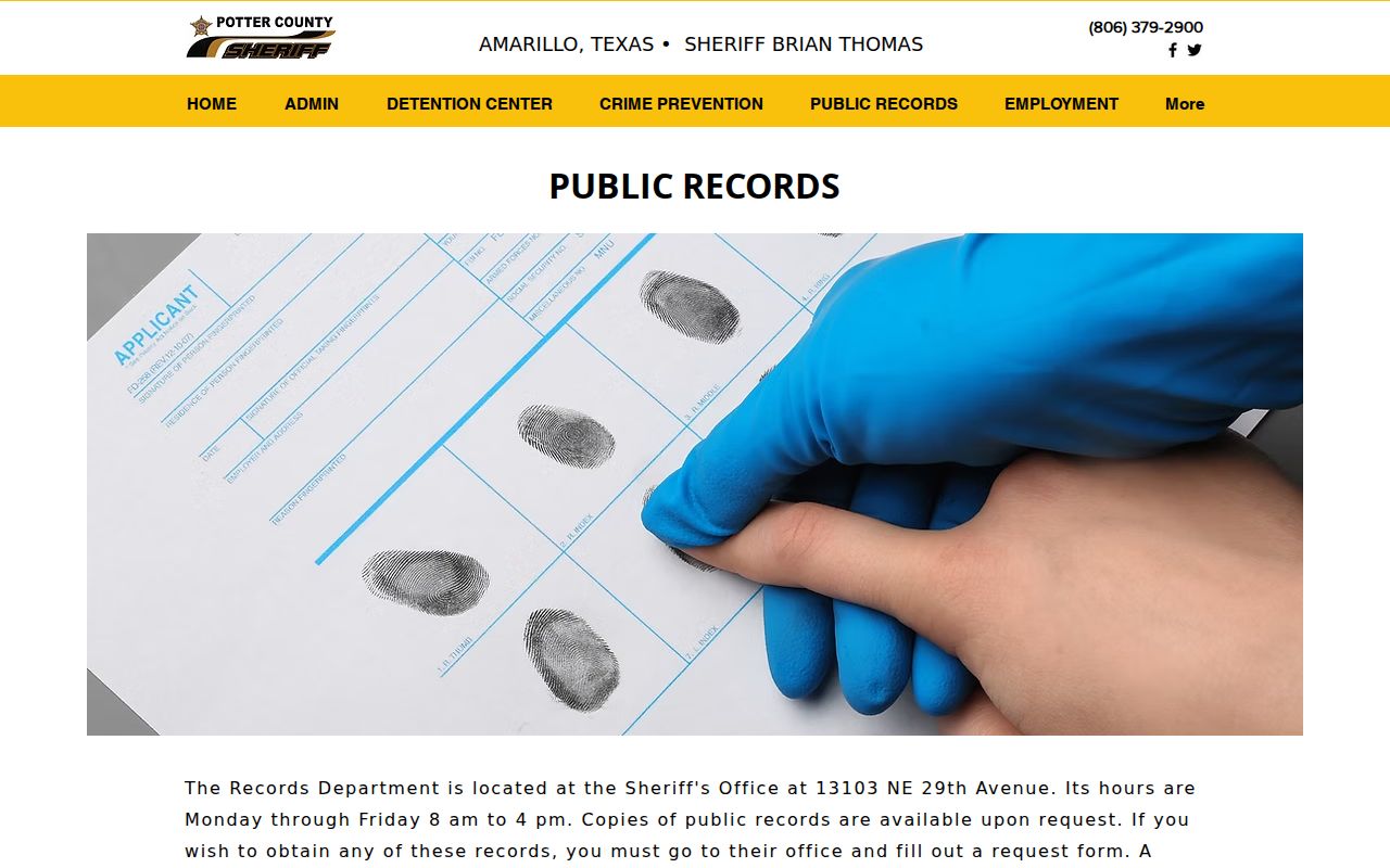 Potter County arrest history public records and booking links