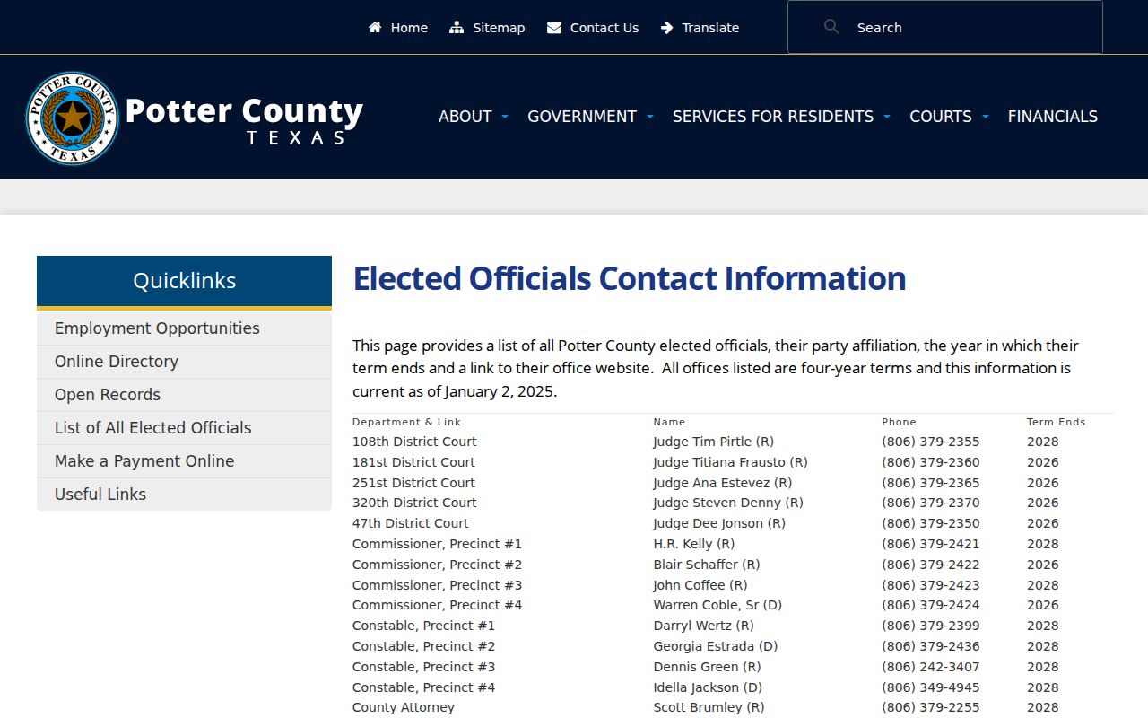 Potter County criminal warrant office directory