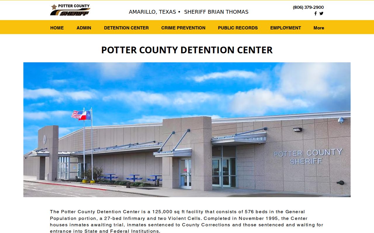 Potter County jail criminal history and custody information