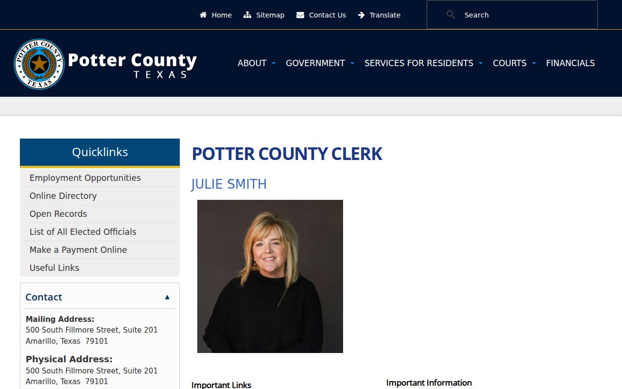 Potter County Clerk criminal misdemeanor court records