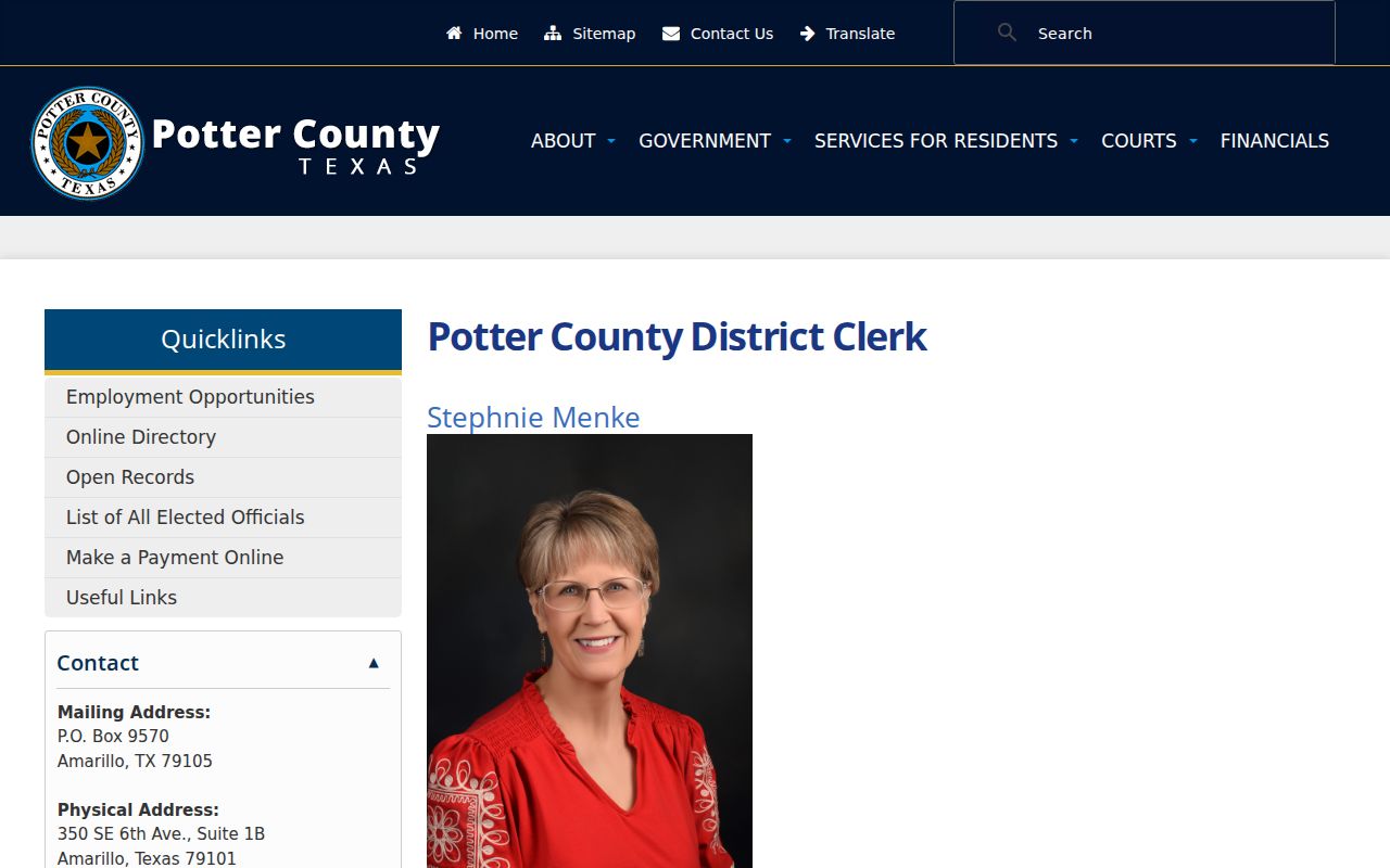 Potter County criminal court District Clerk records